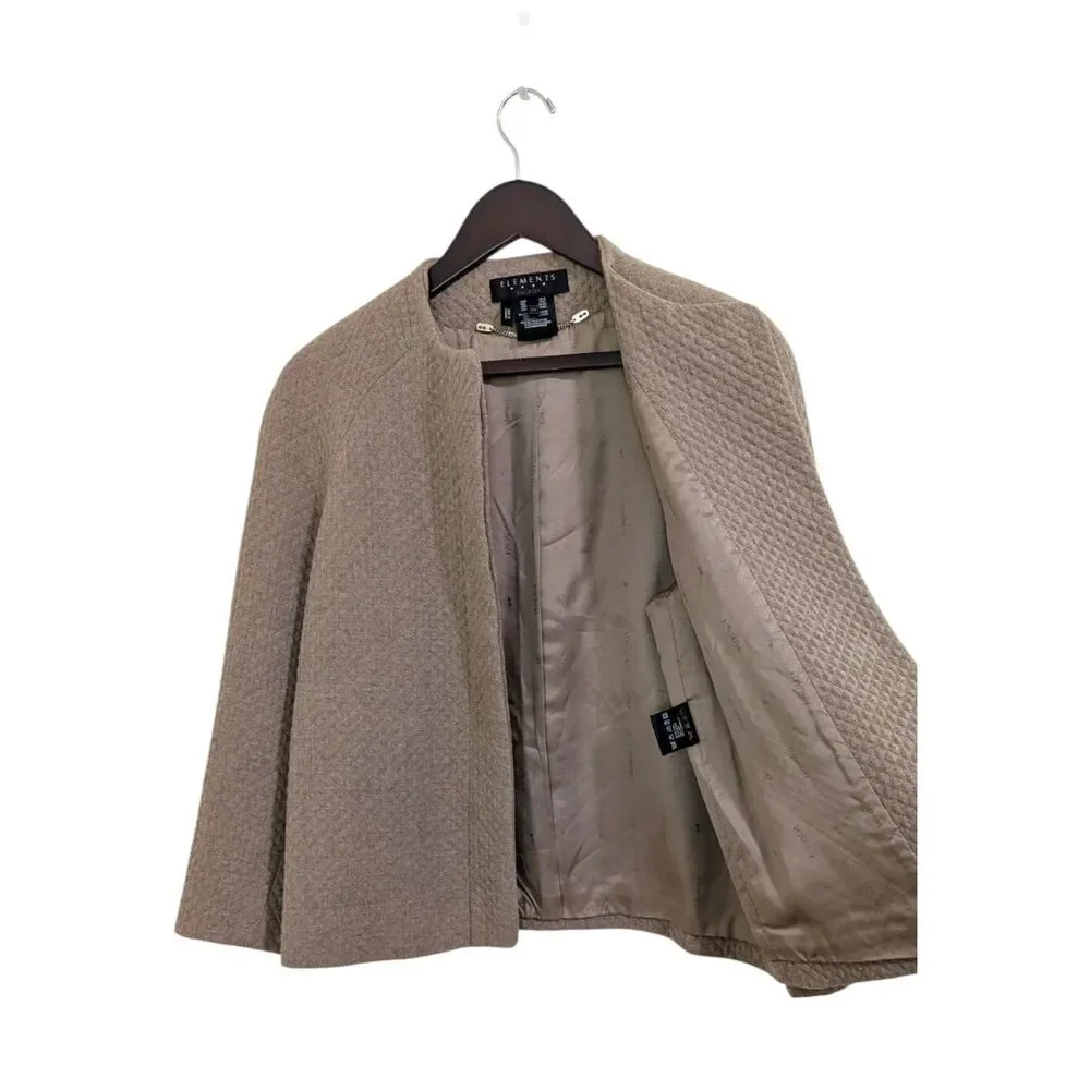 Escada Elements Taupe Diamond Quilted Cashmere Jacket Size 34 US Small